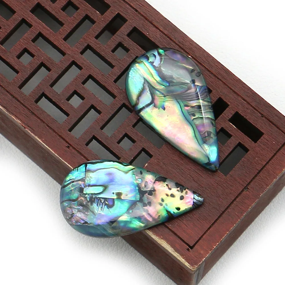 

Classic Creative Natural Freshwater Abalone Shell Polished Holeless Teardrop Loose Beads DIY Necklace Earring Jewelry Accessory