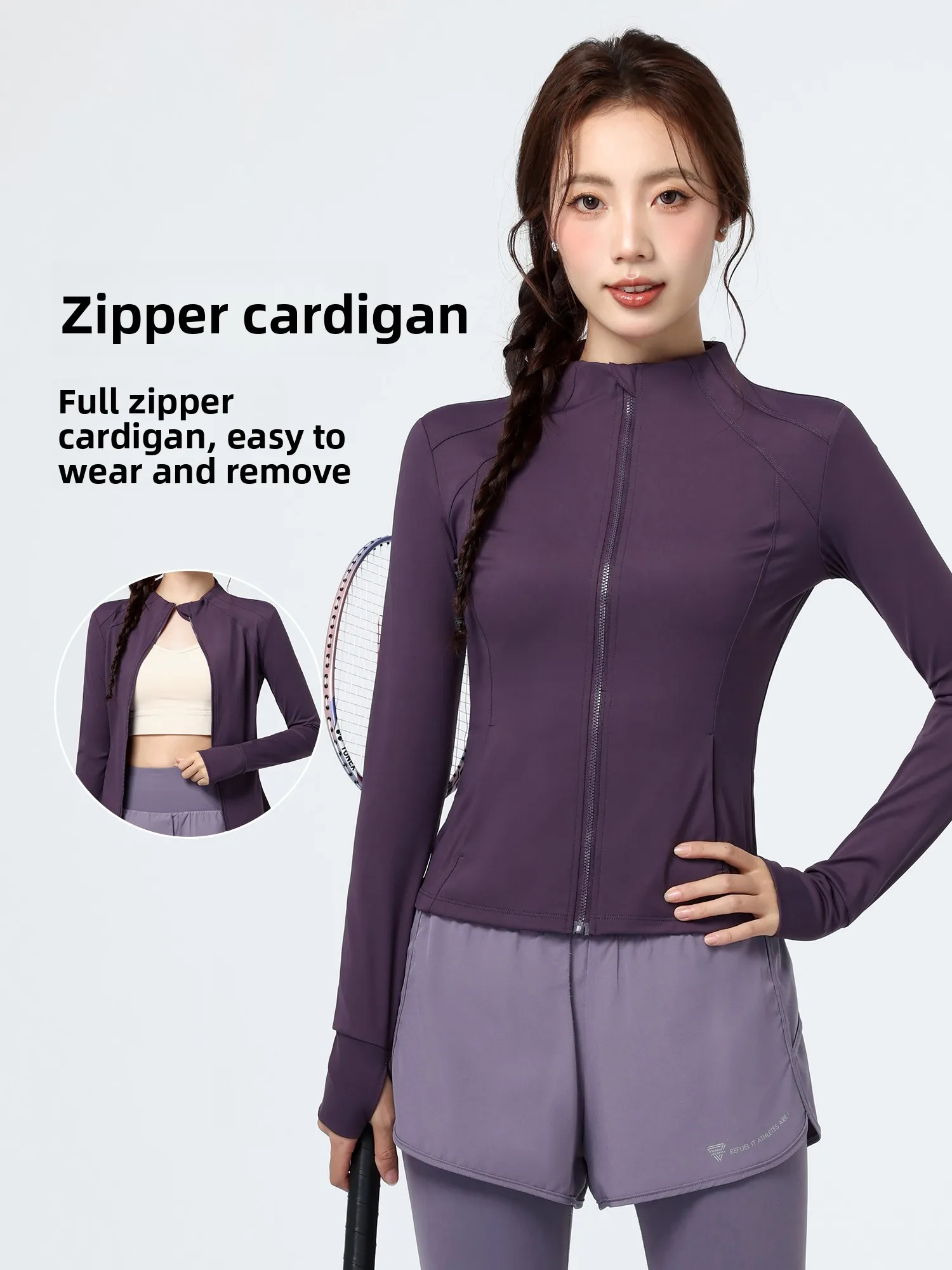 

Женский зимний спортивный кардиган на молнии, быстросохнущая кофта с длинным рукавом для йоги и тренировок, модная спортивная одежда