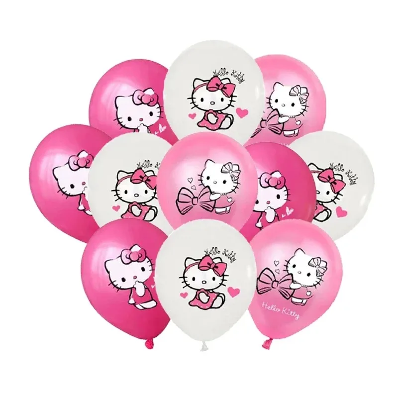 【セール中】12/6 個漫画ハローキティテーマ誕生日パーティーの装飾用品かわいい KT 猫ラテックス風船ベビーシャワー子供のおもちゃギフト