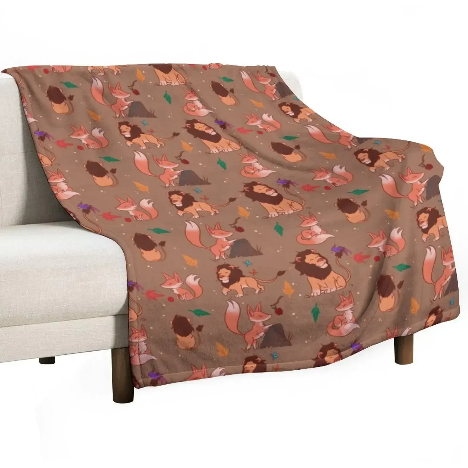 

Fox & Lion - Cyan Orange Throw Blanket Fashion Sofas Nap Blankets Sofas Of Decoration Blankets