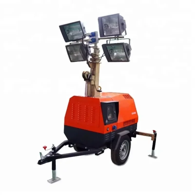 YG High Quality Mobile LED Lighting Tower Portable Outdoor Lighting Tower 7m Trailer Hand-lifting Mobile Lighting Tower For Sale