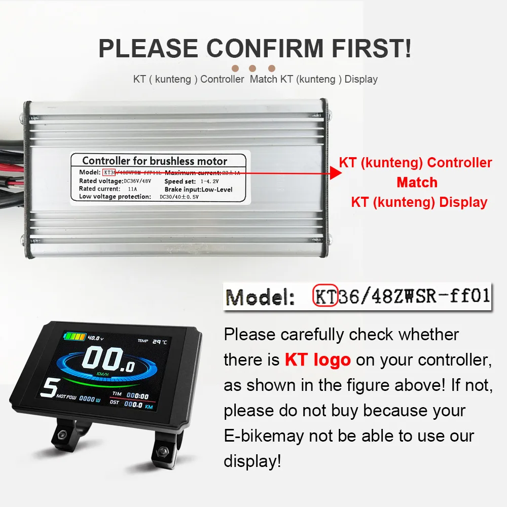 E-Bicycle Display KT-LCD8H Control Color Screen LCD Instrument Modification 24V 36V 48V Bike Accessories Waterproof