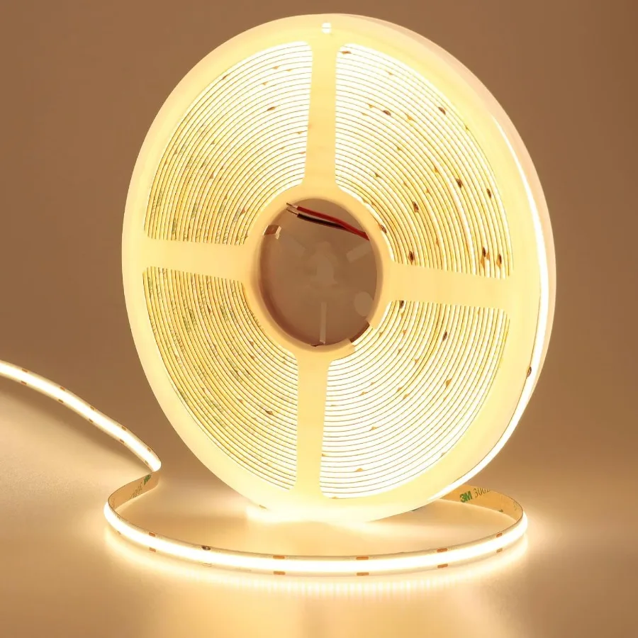 

49.2ft/15M DC 24V COB LED Strip Light Warm White 3000K 5760LEDs CRI 93+ 11000lm Uniform Glow IP20 Not Waterproof Flexible LED Ta