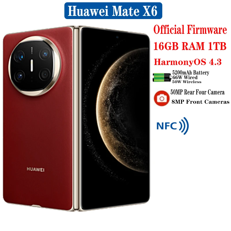 New Huawei Mate X6 Folded Screen SmartPhone 5200mAh 66W Wired 50W Wireless 7.93