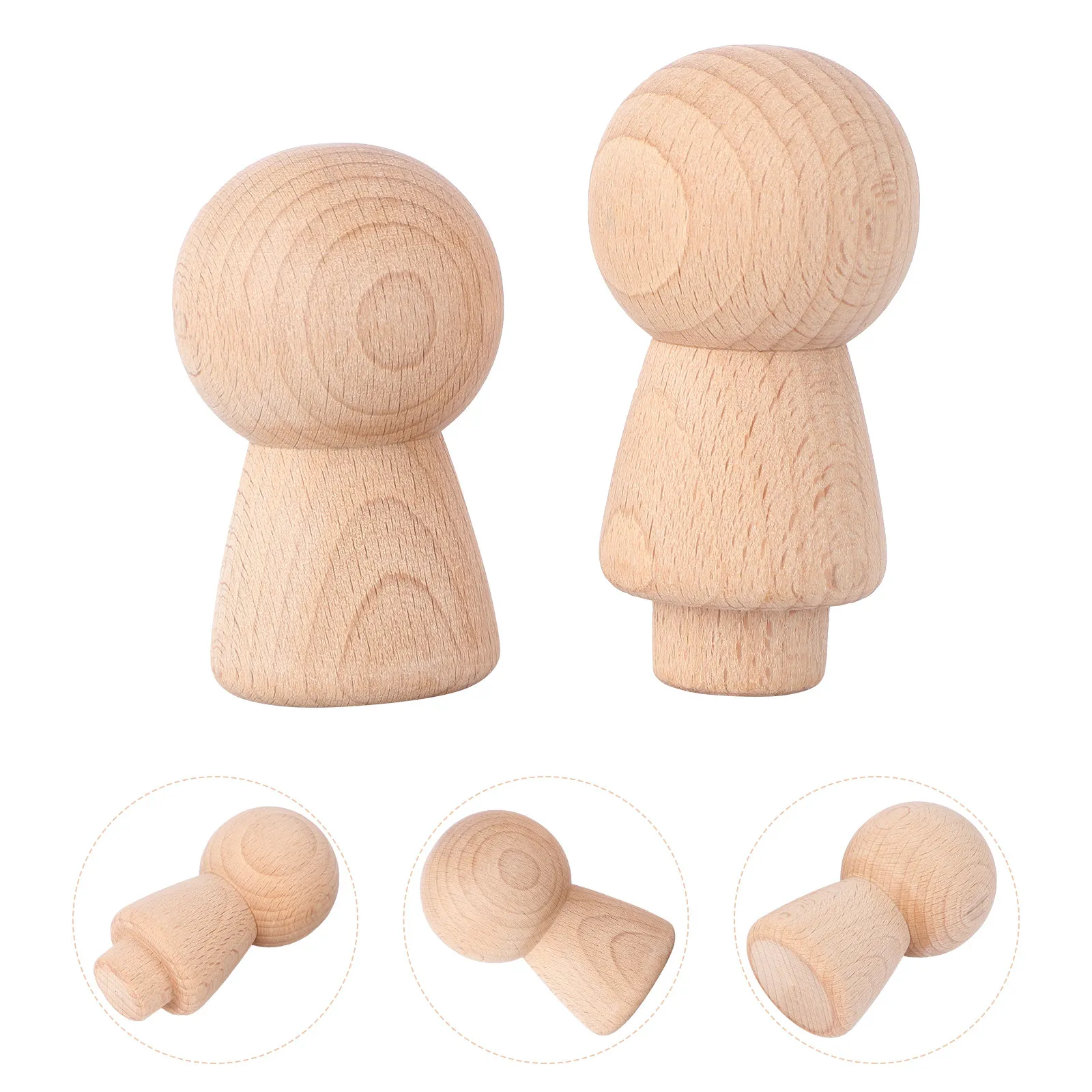 2Pcs Eco Friendly Solid Wood Puppet DIY Painting Set Smooth Finish for Childrens Art Craft Project Creative Decoration Activity