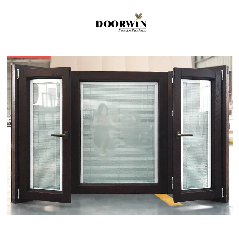 Windows New York Soundproof Wooden Frame Window High End Aluminum Frame Aluminum Clad Wood Bay Window