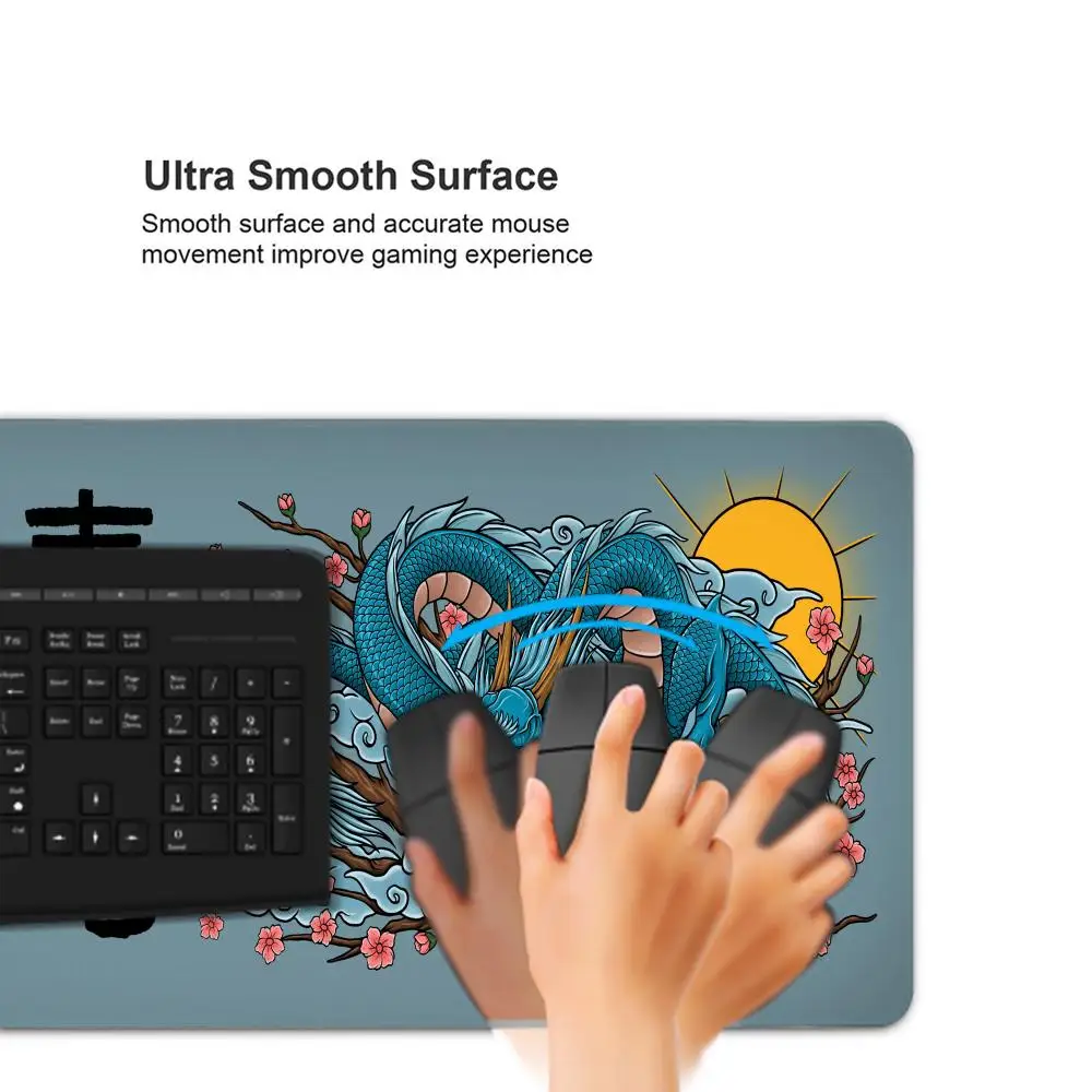 Dragon Mouse Pad Black and White Deskmat Playmat Laptop Japan Anime Gaming Keyboard Rubber Pad Pad on The Table Mouse Mat Pc Rug