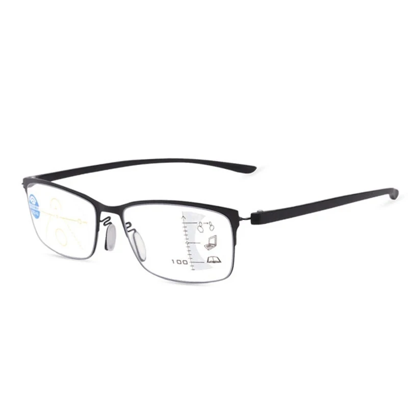 Progressive Multifocus Reading Glasses Blue Light Blocking Titanium Anti-fatigue Full frame Multifocal Readers Eyeglasses 1.0to4