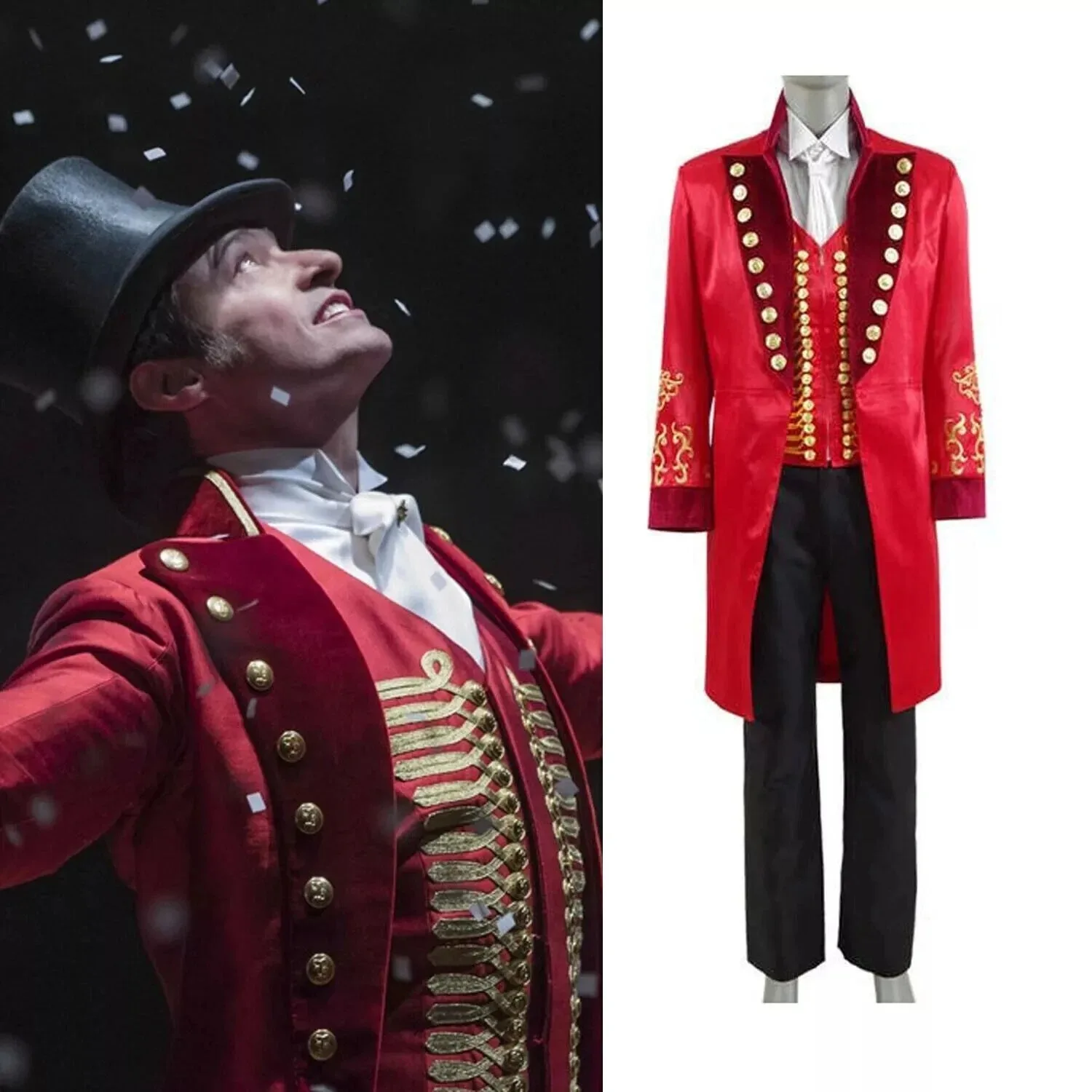 

The Greatest Showman P.T.Barnum Cosplay Costume Hugh Jackman Uniform Red Jacket Suit Men's Halloween Carnival Clothes