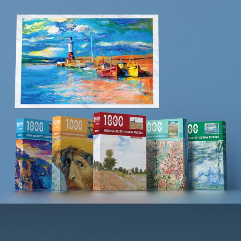 High Quality 70*50cm Jigsaw Puzzle Van Gogh Sunflowers, Almond Blossom, Starry Night  1000 pcs The World Famous Paintings Adult