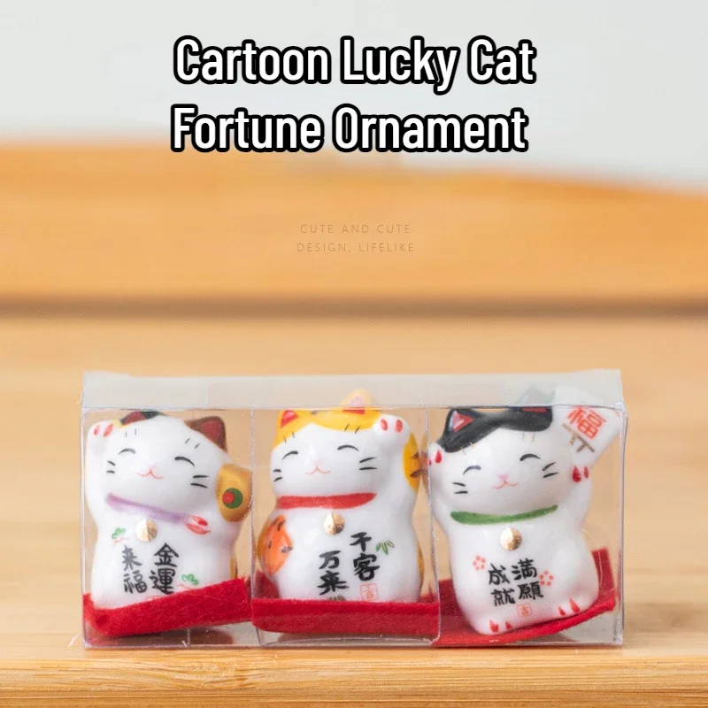 Japonês cerâmica daruma artesanato dos desenhos animados gato da sorte fortuna ornamento paisagem decoração para casa acessórios presentes sala de estar decoração