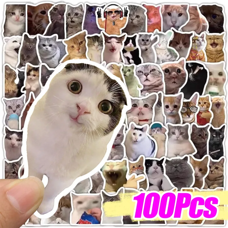 Kawaii Katze PVC Aufkleber Lustige Meme Katzen Vinyl Aufkleber für Laptops Telefon Flaschen Gepäck Scrapbook Briefpapier Kinder Mädchen Jungen Dekor