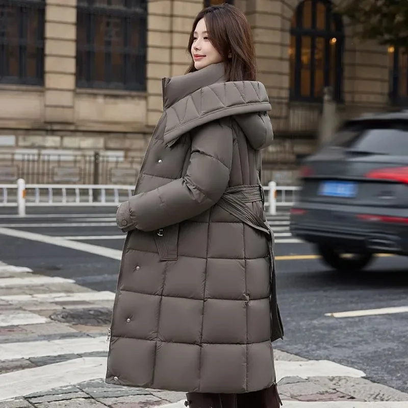 Fashion Warm Down Jacket Women Parkas Winter 2026 New Long Cotton Padded Coat Ladies Pai Overcome Outwear Korean Overwear Top