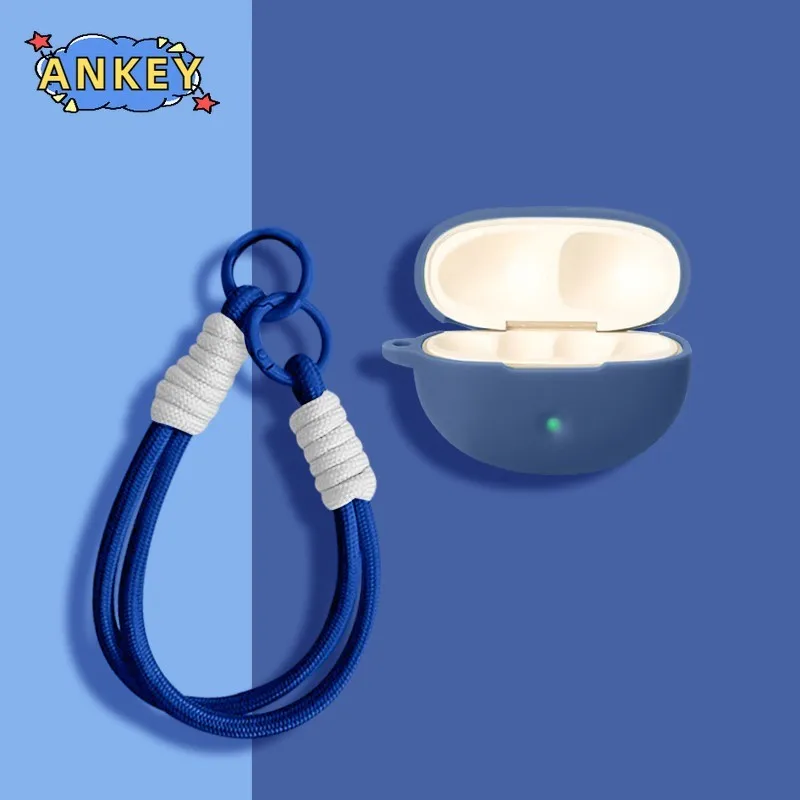 for QCY Crossky C50 Case Silicone Protective Earbuds Cover Nylon Lanyard Soft Shell