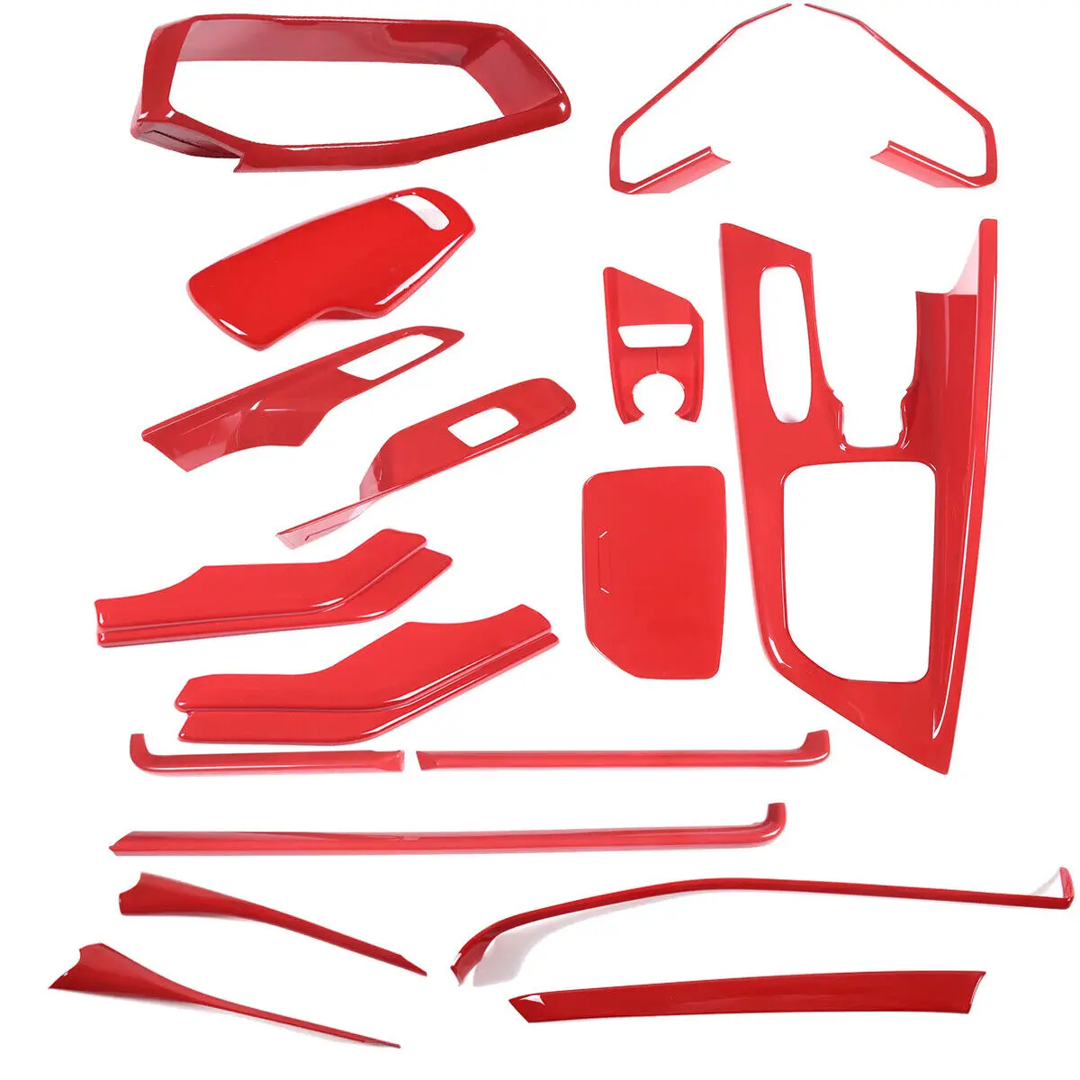 18PCS Red Interior Center Console Cover Trim Set Kit For Corvette C8 2020-23