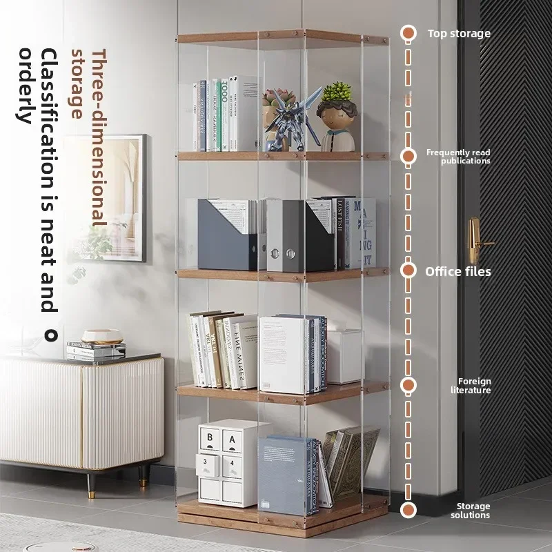 Internet Celebrity Household Floor Rotating Bookshelf 360 Degree Children's Bookcase Living Room Storage Rack Locker