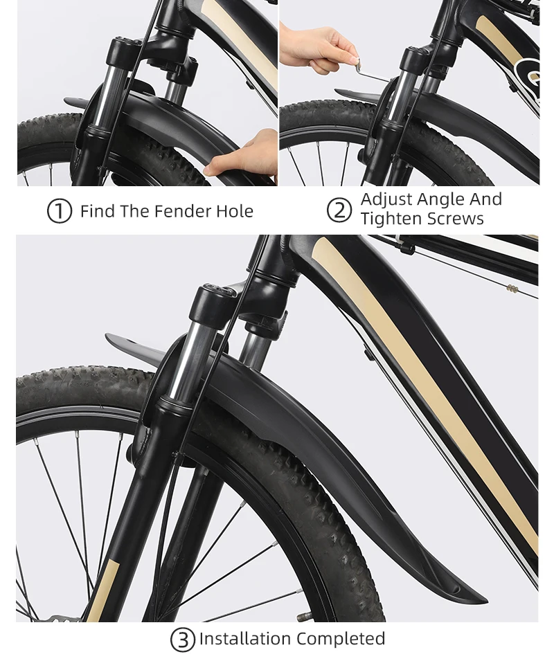 WEST BIKING 2 Stück Fahrrad-Schutzbleche, staubdichter Spritzschutz für Fahrräder, universeller Fahrrad-Schmutzschutz, spritzwassergeschützt für Mountainbikes – Detail 11