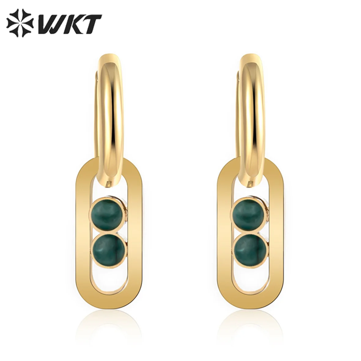 WT-SSE033 WKT 2022 Noble style turquoise stainless steel stud earrings wedding party for women jewelry trend INS