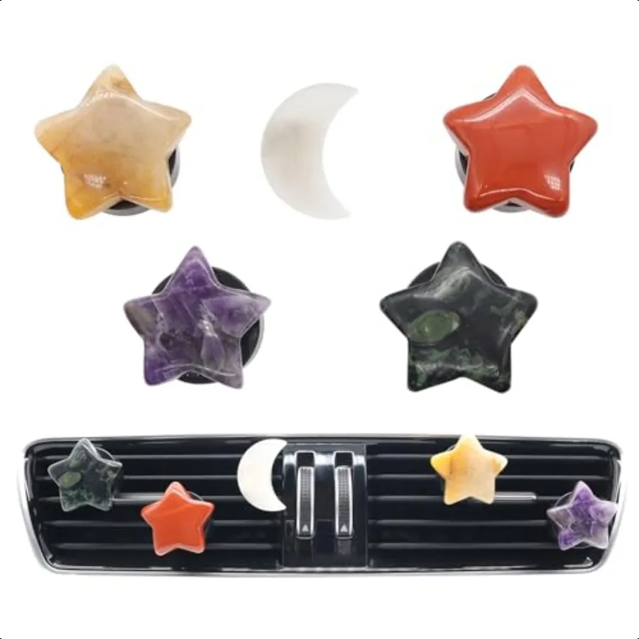 

Boho Car Decor Stars Moon Air Vent Clips Refillable Car Fresheners