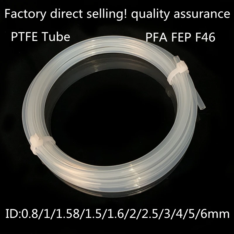 

PTFE Tube ID 0.8 1 1.5 1.6 2 2.5 3 4 5 6mm F46 PFA FEP Insulated Hose Rigid Pipe Temperature Corrosion Resistance 600V