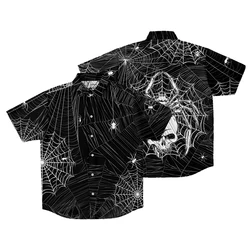 Gothic Shirt Y2k Shirt Spider 3D Print Hawaiian Shirt Men/Women Unisex Beach Shirts Summer T-Shirt Streetwear Short Sleeve Shirt