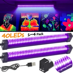 Barra de luz negra con 3 modos de iluminación, tubo de luz negra magnética LED USB para carteles de tapiz fluorescente de Halloween, 10W