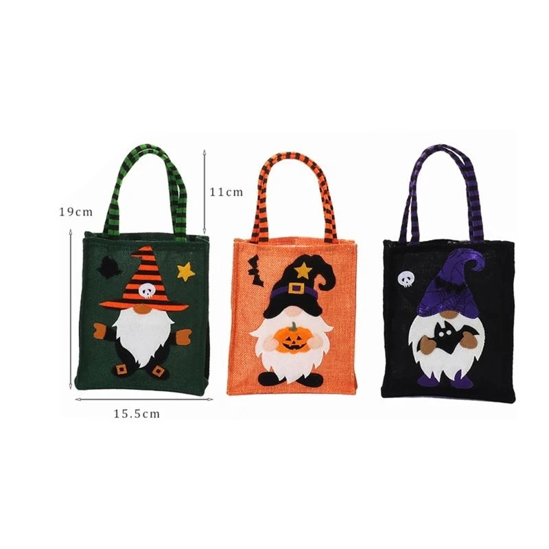 97QC Halloween Candy Bag Linen Pumpkin Witch Portable Gop Divorice Ducket for New Sheel Holiday Festival Party Gift