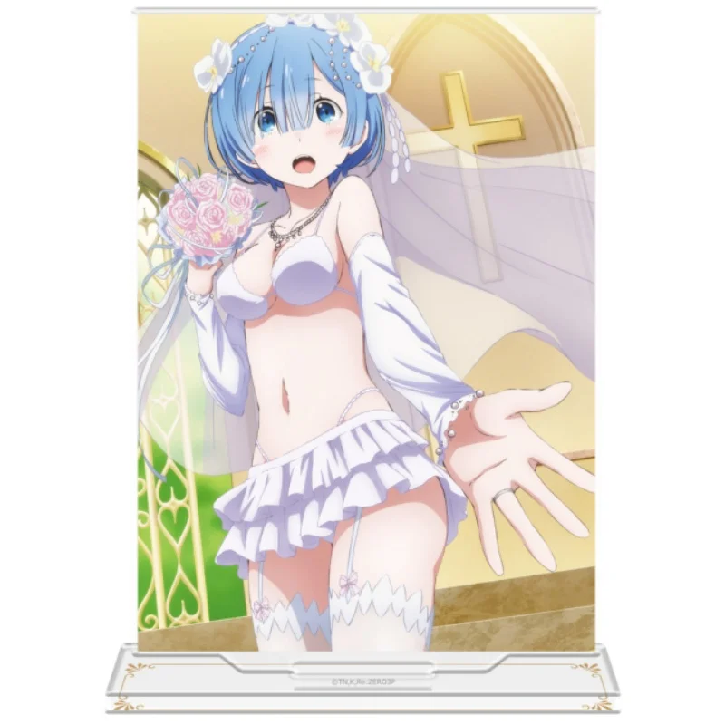Re Zero Starting Life in Another World Rem Emilia 15cm Acrylic Stand Keychain Anime Merch Figure Decor Cosplay Collection Models