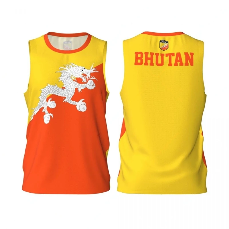 Bhutan Flag Basketball Tank Top Fashion Summer 3D National Emblem Printed Jersey Vest Loose Breathable Sports Sleeveless Tees