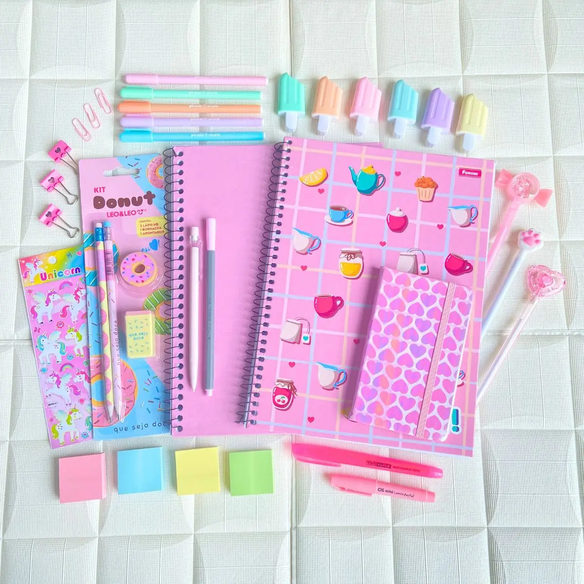 Stationery Kit Candy Pasty Pens Blocks Brand Text