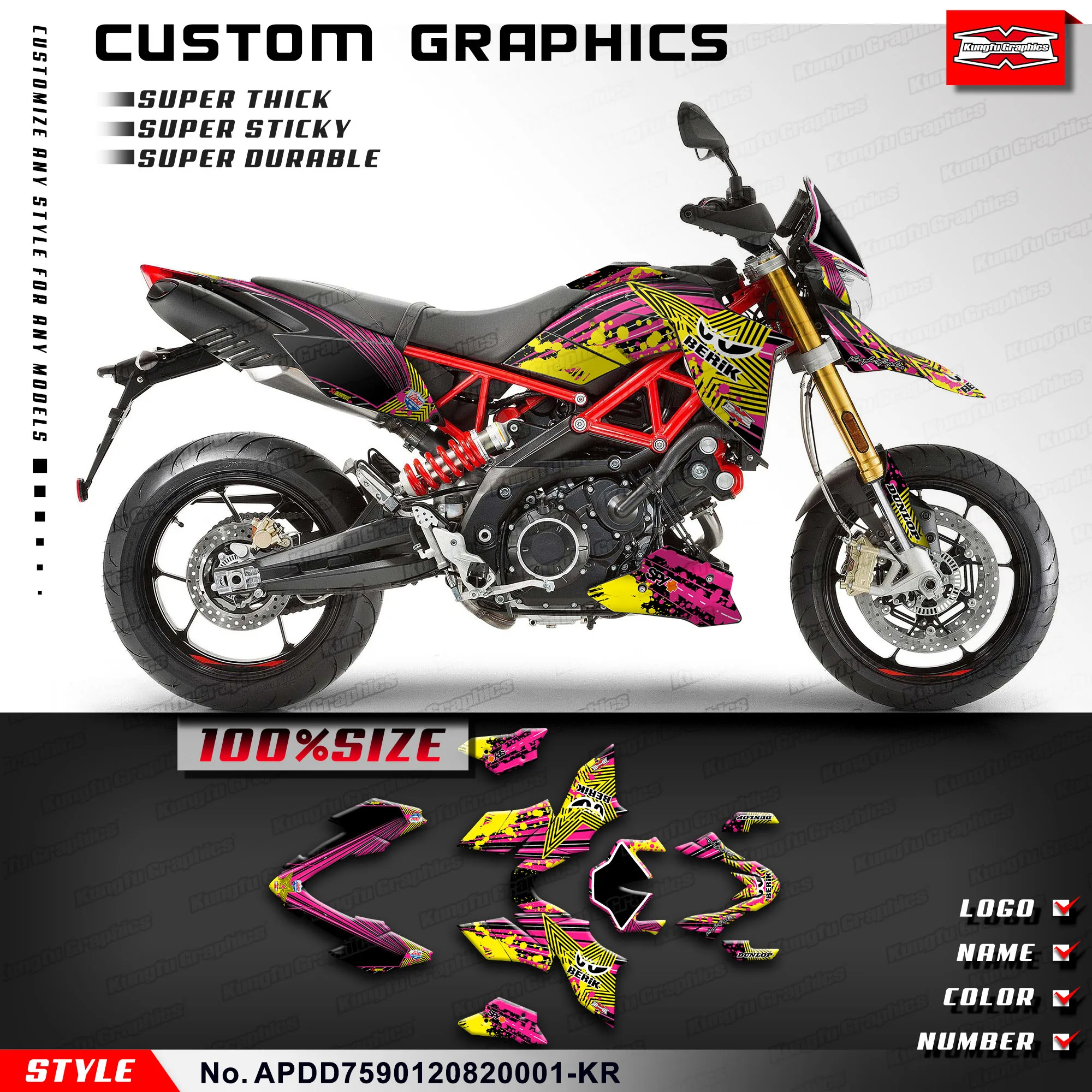 

KUNGFU GRAPHICS Stickers Decals Set for Aprilia Dorsoduro 750 900 1200 2008-2018, APDD7590120820001-KR