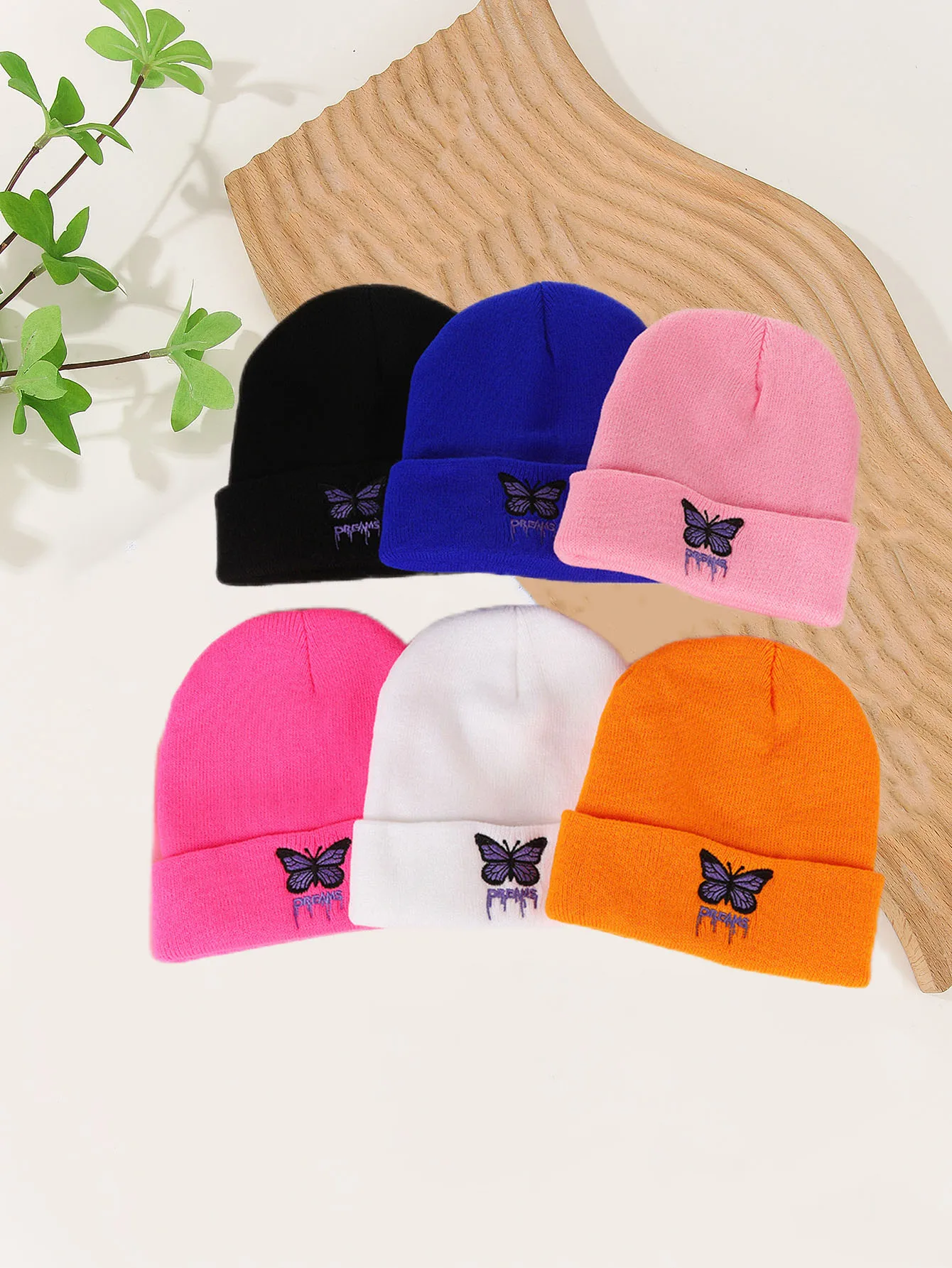 1 all-in-one trend personality fashion simple butterfly pattern knitted hat suitable for going out and everyday wear with a bean