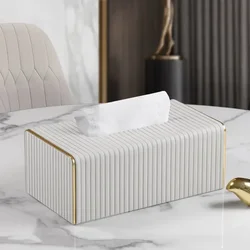 Exquisite Streak European Style Leather Tissue Box, High Quality, Hotel, Living Room, Bathroom, Home Decor