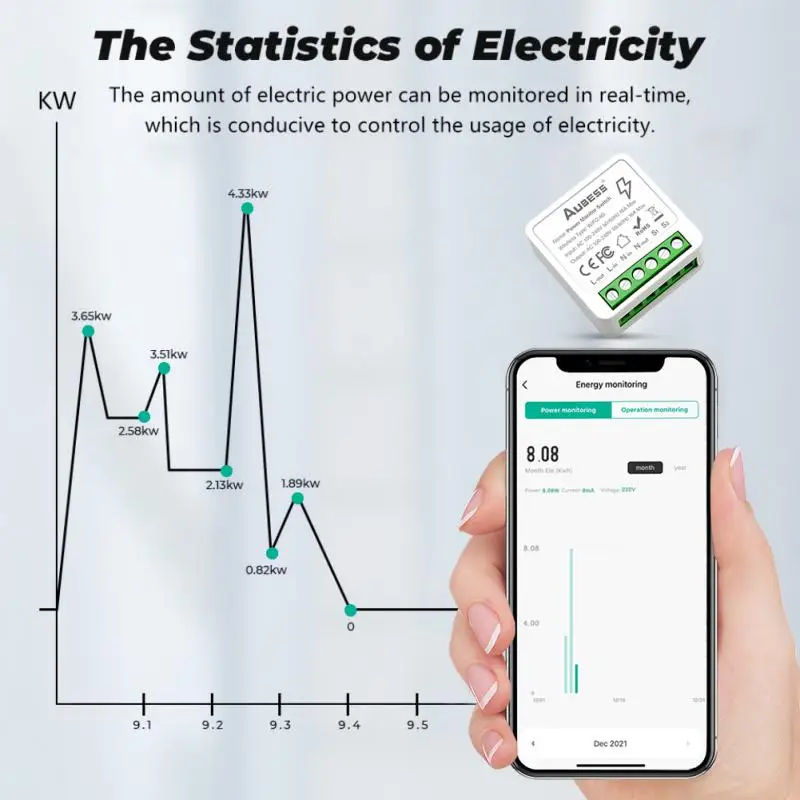 Tuya Smart WiFi Schalter Mit Energie Monitor 16A 2-weg Control Schalter Mini Breaker Smart Leben Control Für Alexa google Home Alice