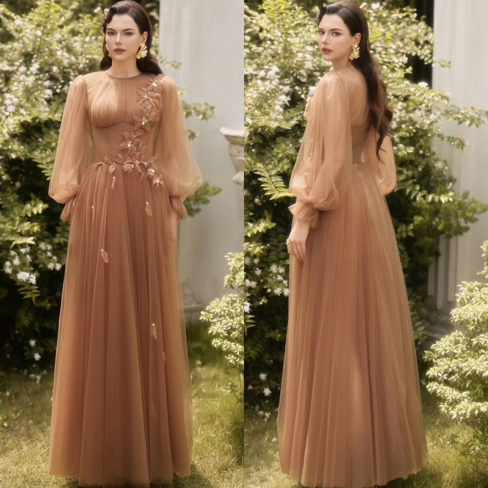 فستان سهرة أنيق مخصص من الأورجانزا على شكل حرف a ورقبة دائرية، فساتين رائعة للحفلات الراقصة من الكريستال الفاخر للمناسبات الخاصة