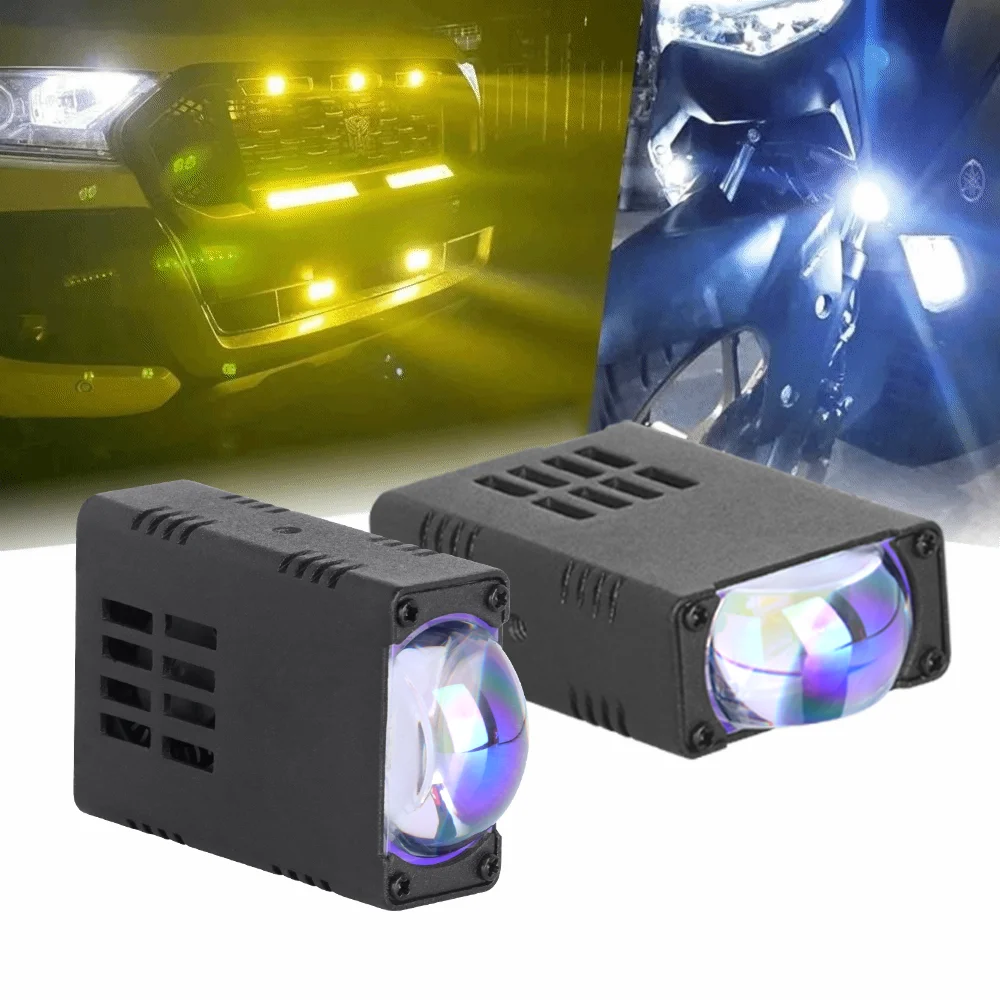 

2PCS Car Grille Light Motorcycle Spotlight Auto Auxiliary Front Grille Running Light Amber/White For Off Road Trunk SUV