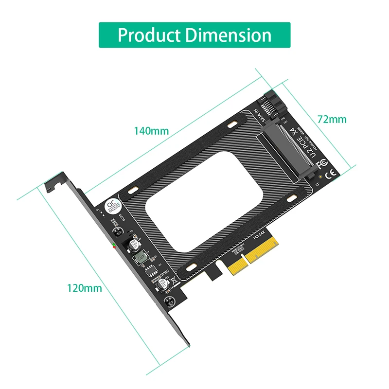 데스크탑 PC용 라이저 확장 어댑터 카드, 인텔 2.5 인치 NVMe U.2 SSD용, U2 to PCIe 3.0 X4, PCI Express 4X to U.2 SFF-8639 어댑터