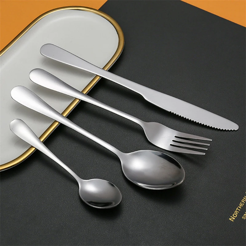 Gold Matte Cutlery Set Stainless Steel Dinnerware Flatware Kitchen Home Dessert Fork Spoon Knife Set Silverware Tableware Set