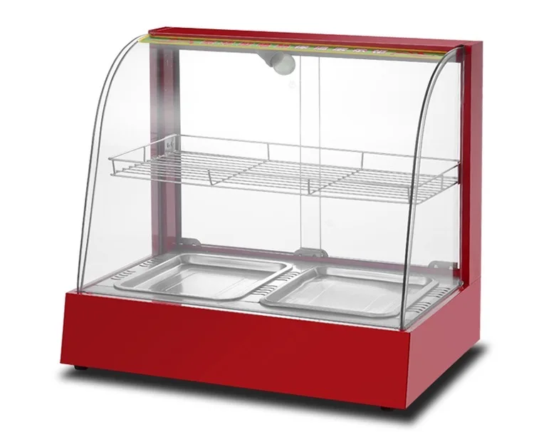 Heating Warming Showcase Bakery Showcase heating warming cabinet Round Curved Glass Hot Food