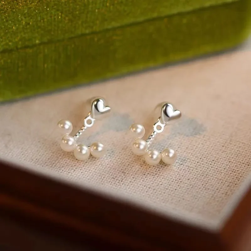 Simple Style Stud Earrings For Women Cute Simulated Pearls Geometric Copper Female Exquisite Ear Piercing Accessories Jewelry