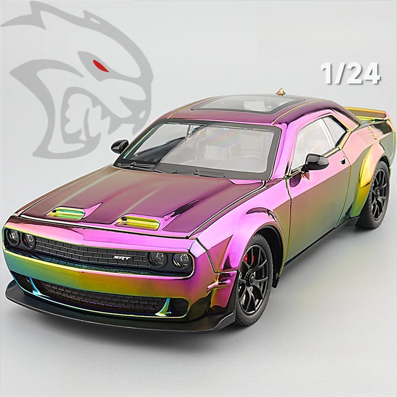 

1:24 Dodge Challenger SRT Hellcat Alloy Car Model Diecasts Metal Toy Race Car Model Simulation Sound Light Kid Toy Gift