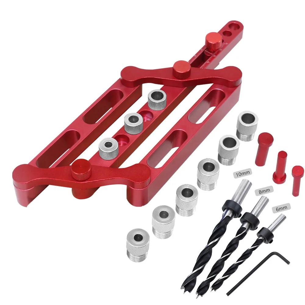 

New Self Centering Dowel Pin Set 6 8 10mm Woodworking Drill Guide Centering Locator Tool for Wood Hole Punching