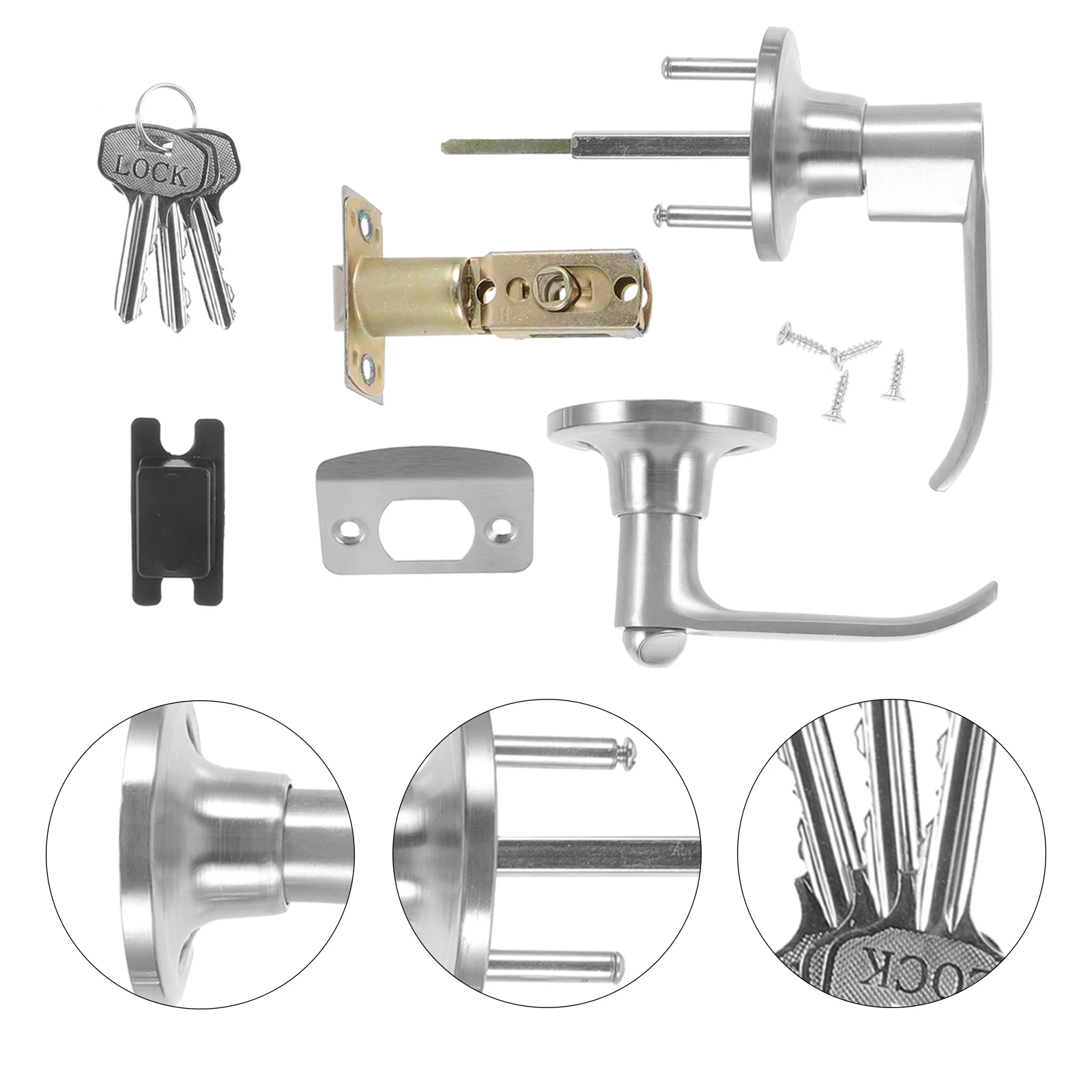 

Three post Knob Lock for Bedrooms Bathroom Knob Bathrooms Suitable Door Thickness 25 45mm Security Lock Door H