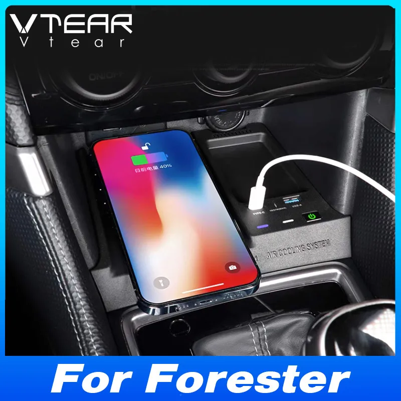 Car Wireless Charger Fast Mobile Phone Charging Plate Adapter Interior Modification Accessories For Subaru Forester 2019-2024