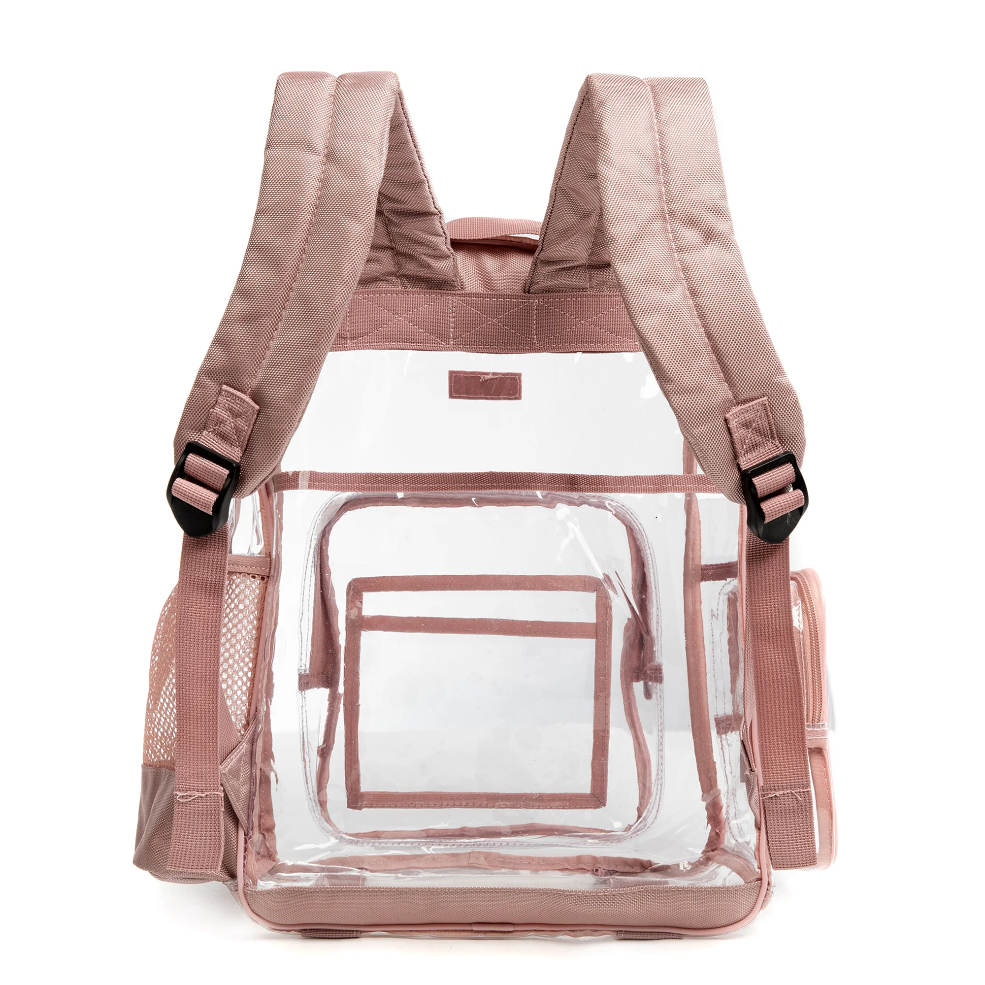 Clear Backpack for Women and Men, Transparent Bookbag, See Through PVC School Bag, Heavy Duty Tran, Pink, L, XL