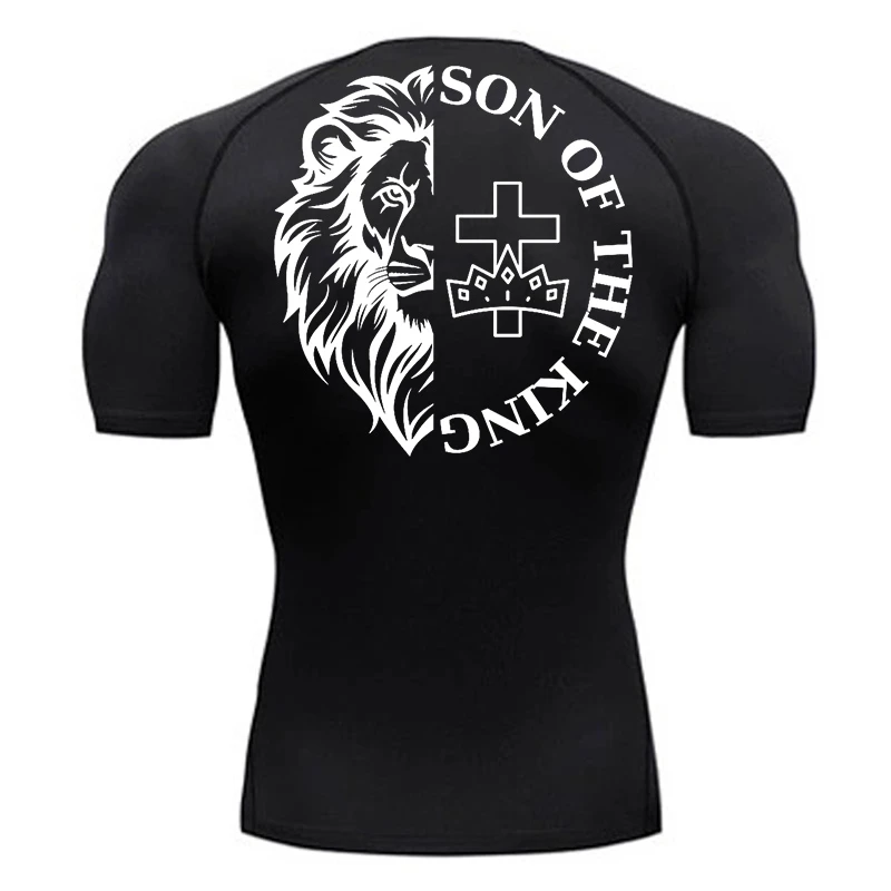 Kompressionsshirt mit Kreuzmuster für Herren, sportlich, schnell trocknend, kurzärmelig, Baselayer, christliches Fitnessstudio, Workout, Laufen, T-Shirts, T-Shirts
