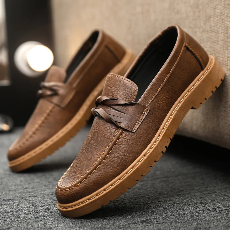 

Men's Shoes Fashion Handmade Leather Shoes Classic Slip on Loafers Moccasins Business Casual Shoes Soft Leather Driving Footwear