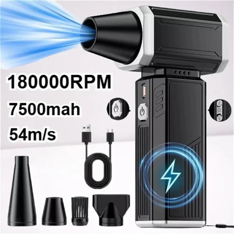 

180000RPM Violent Fan Big Winds 54m/s Brushless Turbo Jet Fan Powerful Air Blower Vacuum Dust Cleaner Rechargeable for car clean