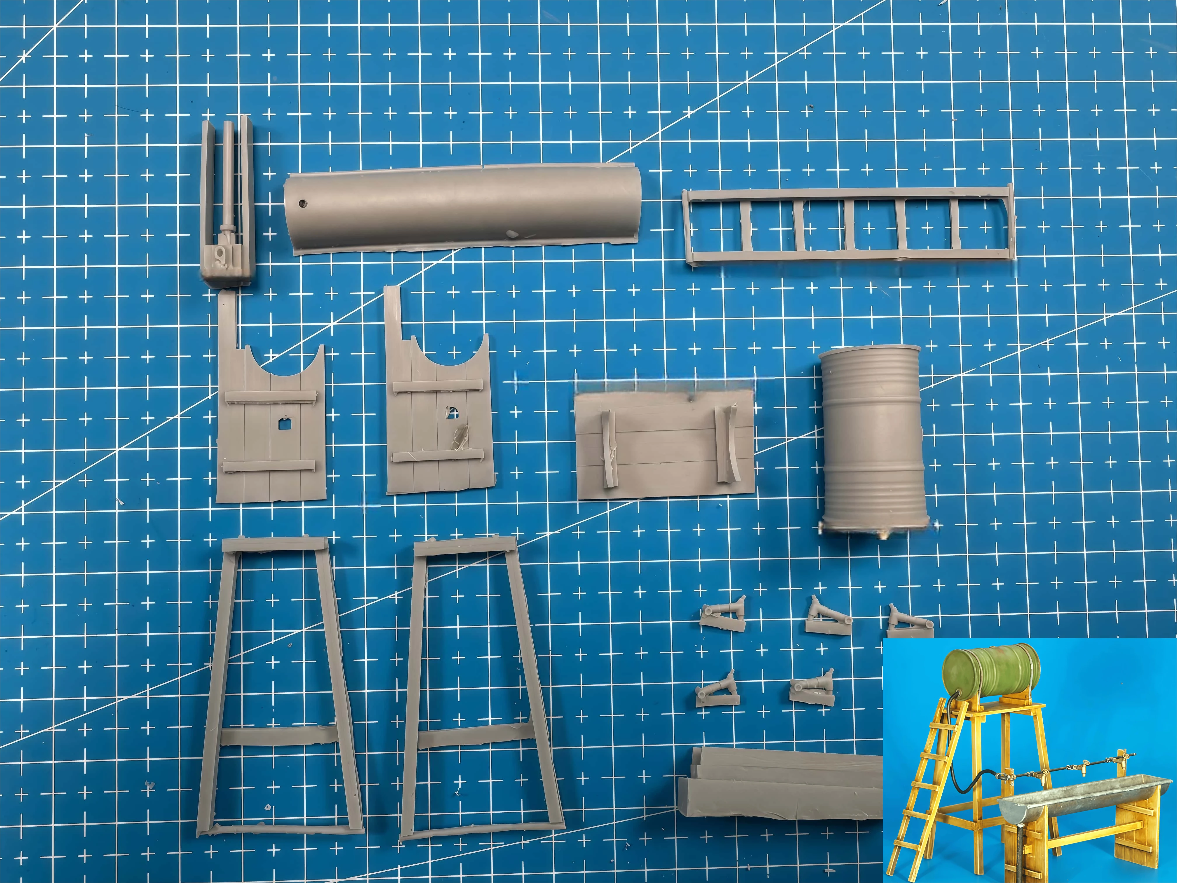 

1: 35 Die Casting Resin Model Assembly Kit, GK, Resin Water Pipe and Tank Props, Unpainted, Need To Be Assembled
