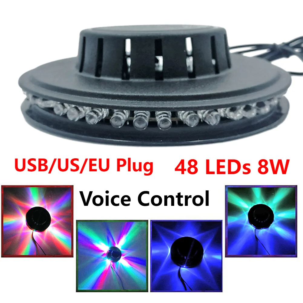 

5W USB/EU/US Plug RGB Sound Activated Rotating Disco Light LED Ball Xmas Party Stage Strobe Lamp KTV Bar Show Home Decoration